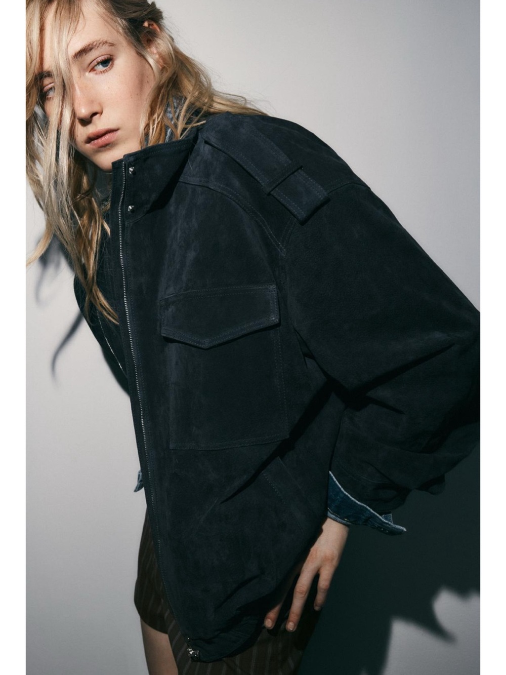 Zara 100% Suede Leather Pocket Jacket NWT - Picture 8 of 16